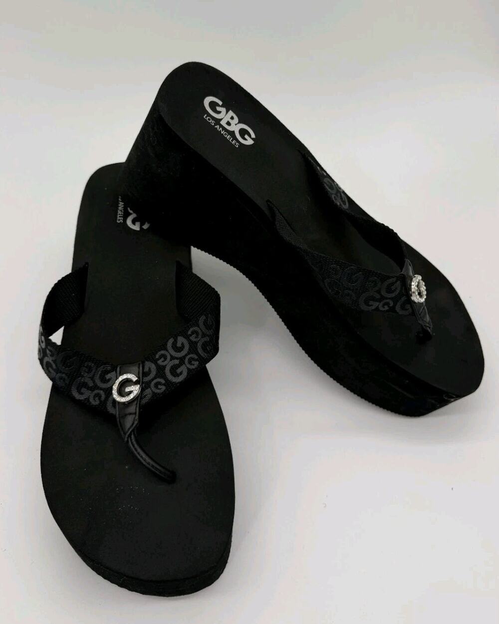 Vintage Guess by Guess Y2K Platform Flip Flop Sandals Womens Size 10M Black